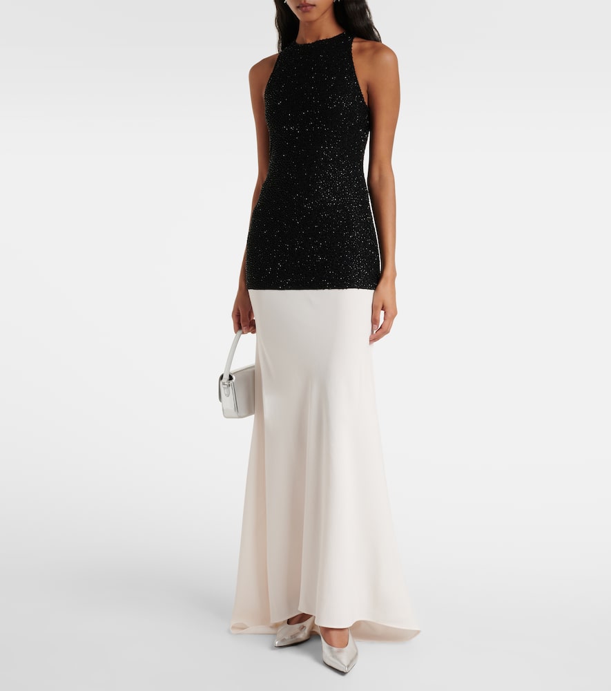 Gabrielle beaded crêpe gown