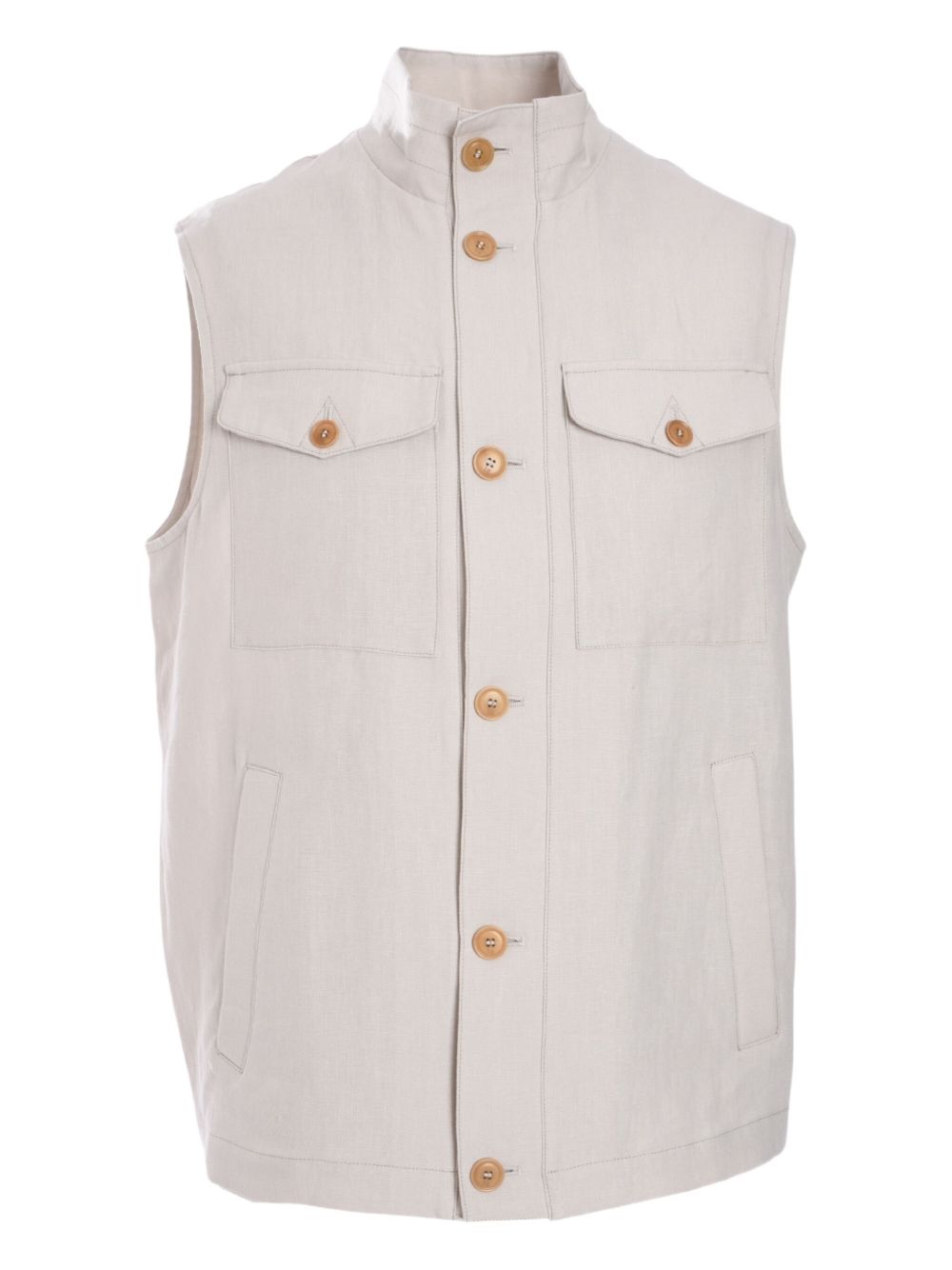 Luciano Barbera linen gilet - Neutrals