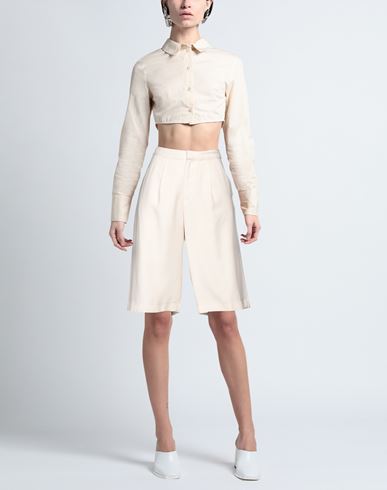 Woman Shorts & Bermuda Shorts Beige Size M Viscose, Polyester