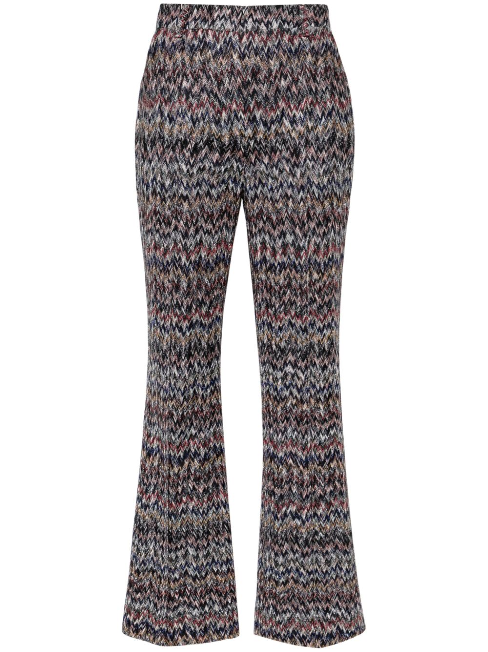 Zigzag-woven lamé cropped trousers - Blue