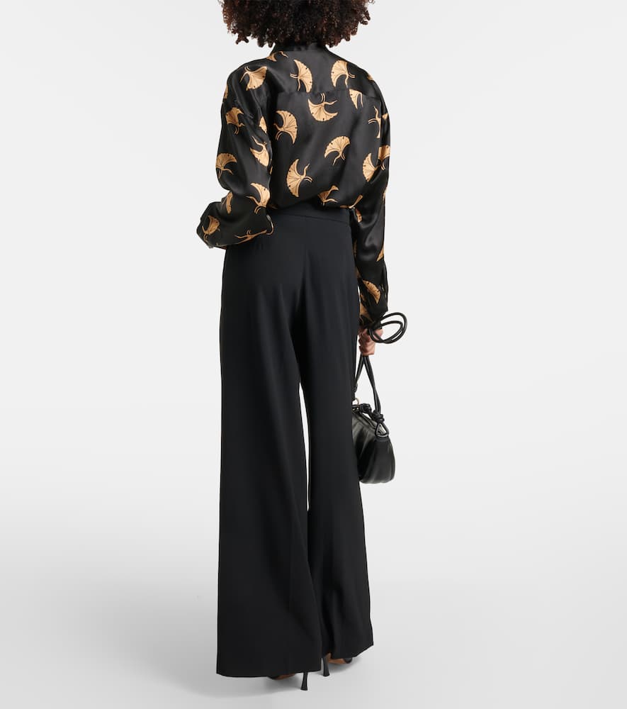 Pleated wool-blend pants