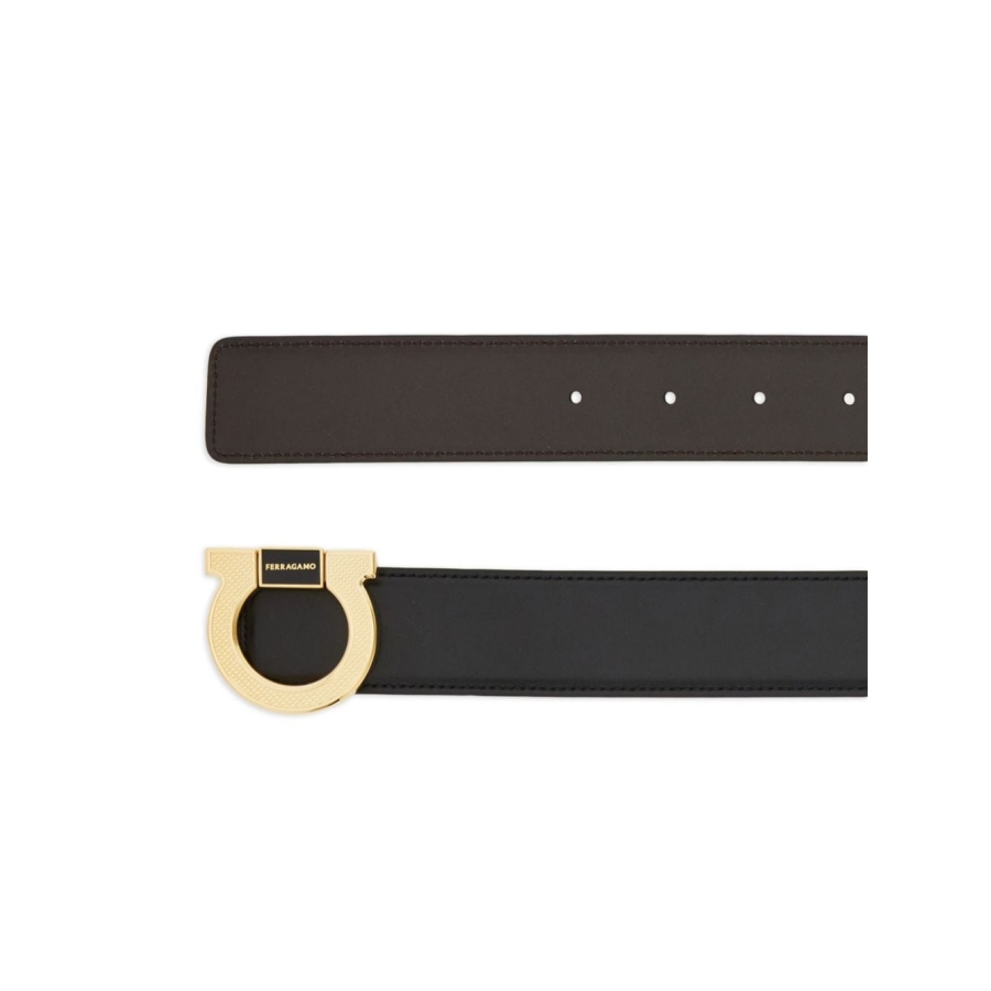Gancini Buckle Smooth Grain Leather Belt