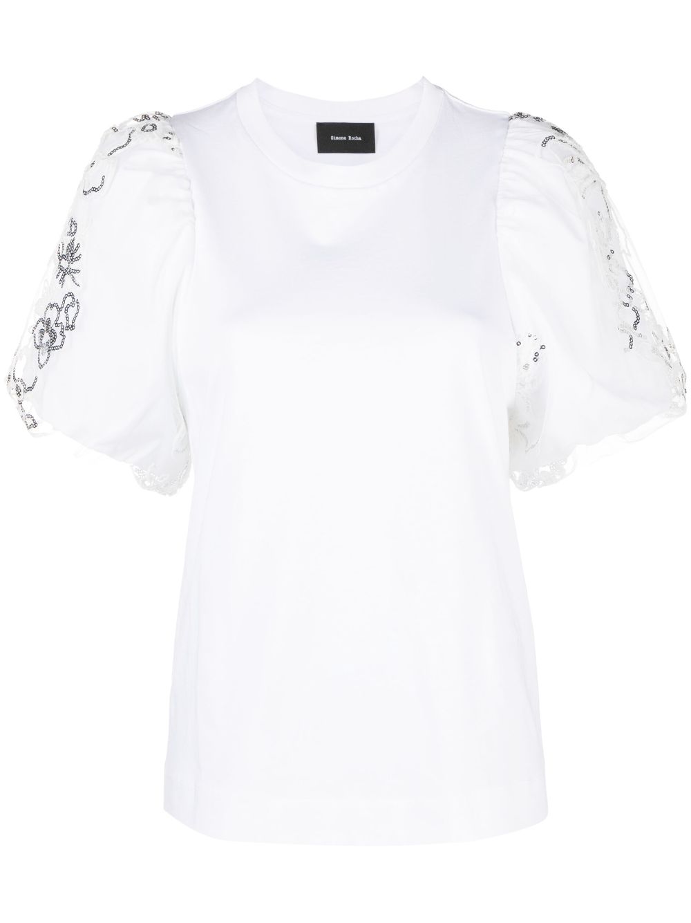 Sequin-embellished cotton T-shirt - White