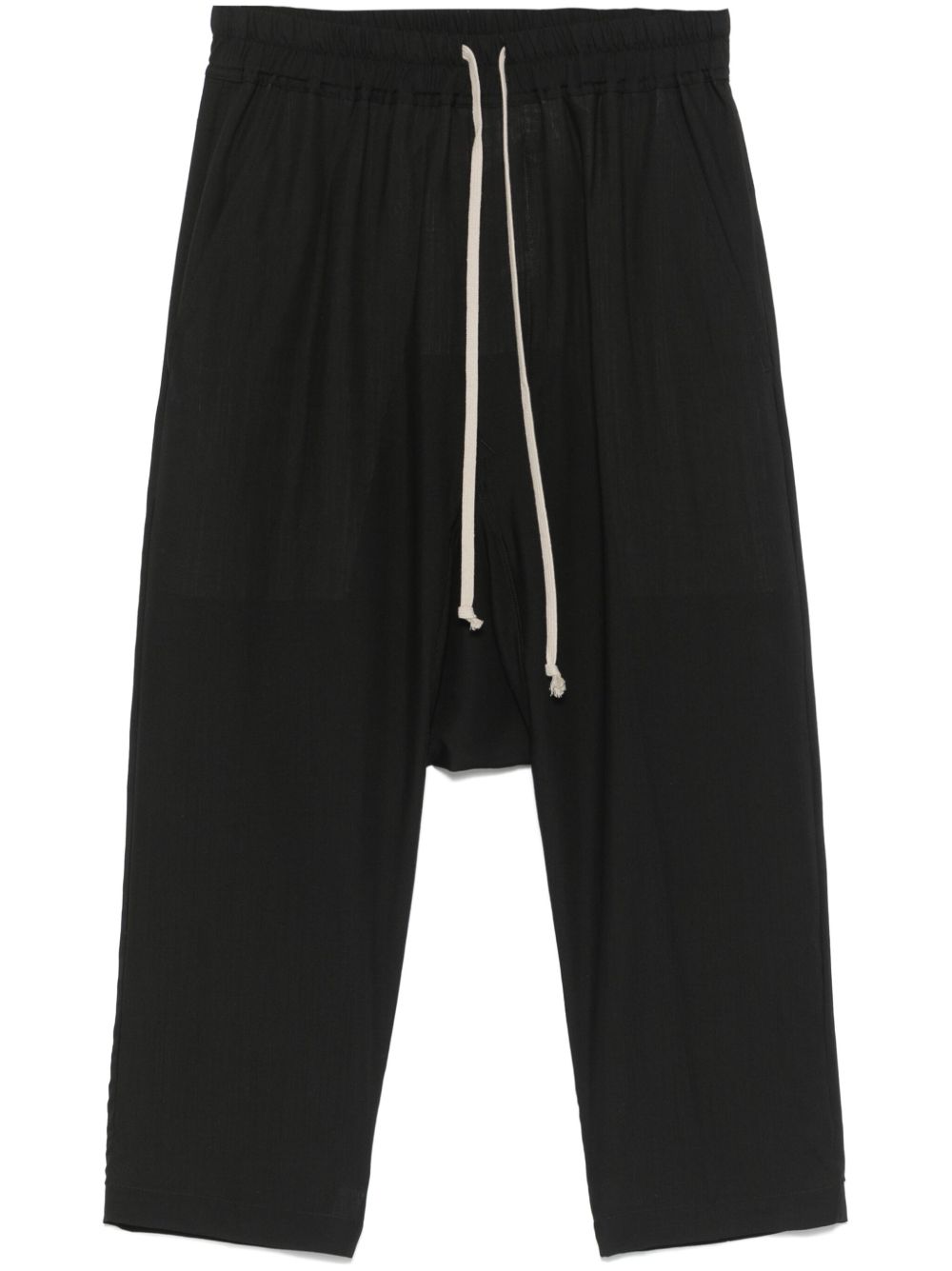Drawstring cropped trousers - Black