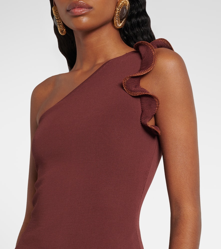 Knitted ruffled midi dress