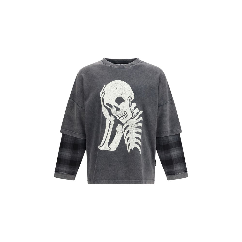 Skull-Graphic Layered Shirt — Black