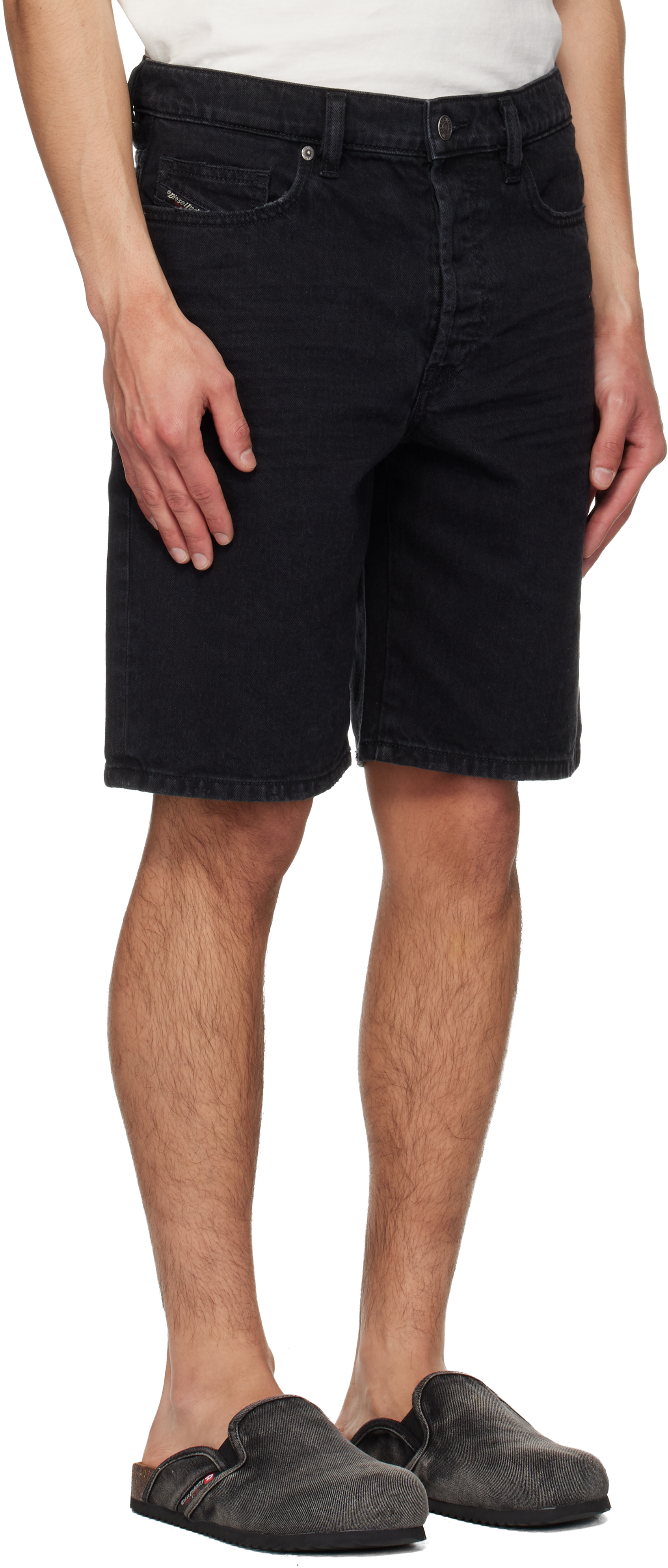 Black Regular-Short Denim Shorts