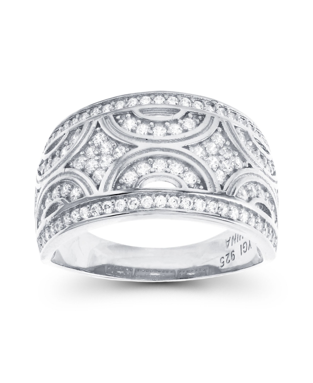 Cubic Zirconia Pave Designed Ring - White