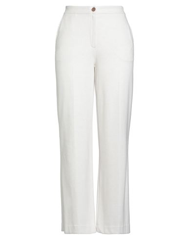 Woman Pants Off white Size 6 Polyester, Cotton