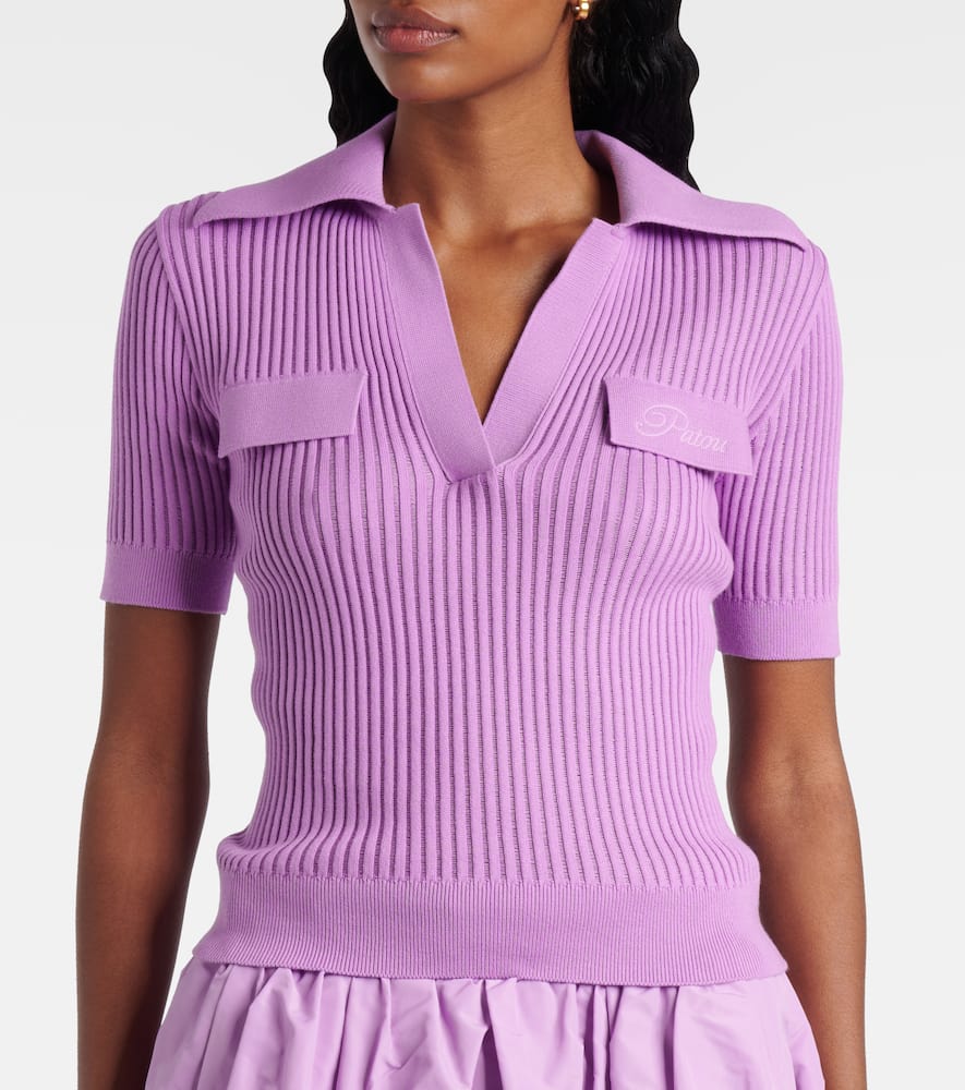Ribbed-knit cotton polo shirt