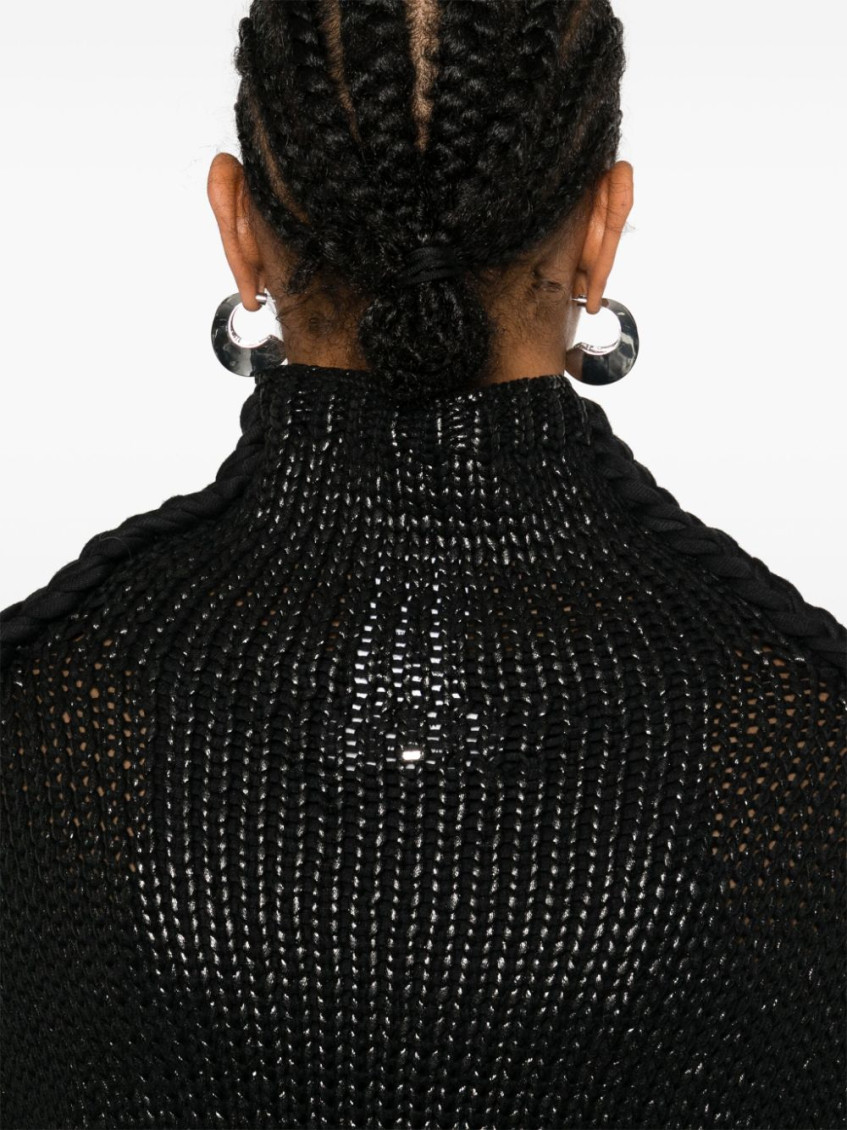 Black Cropped Cotton Sweater