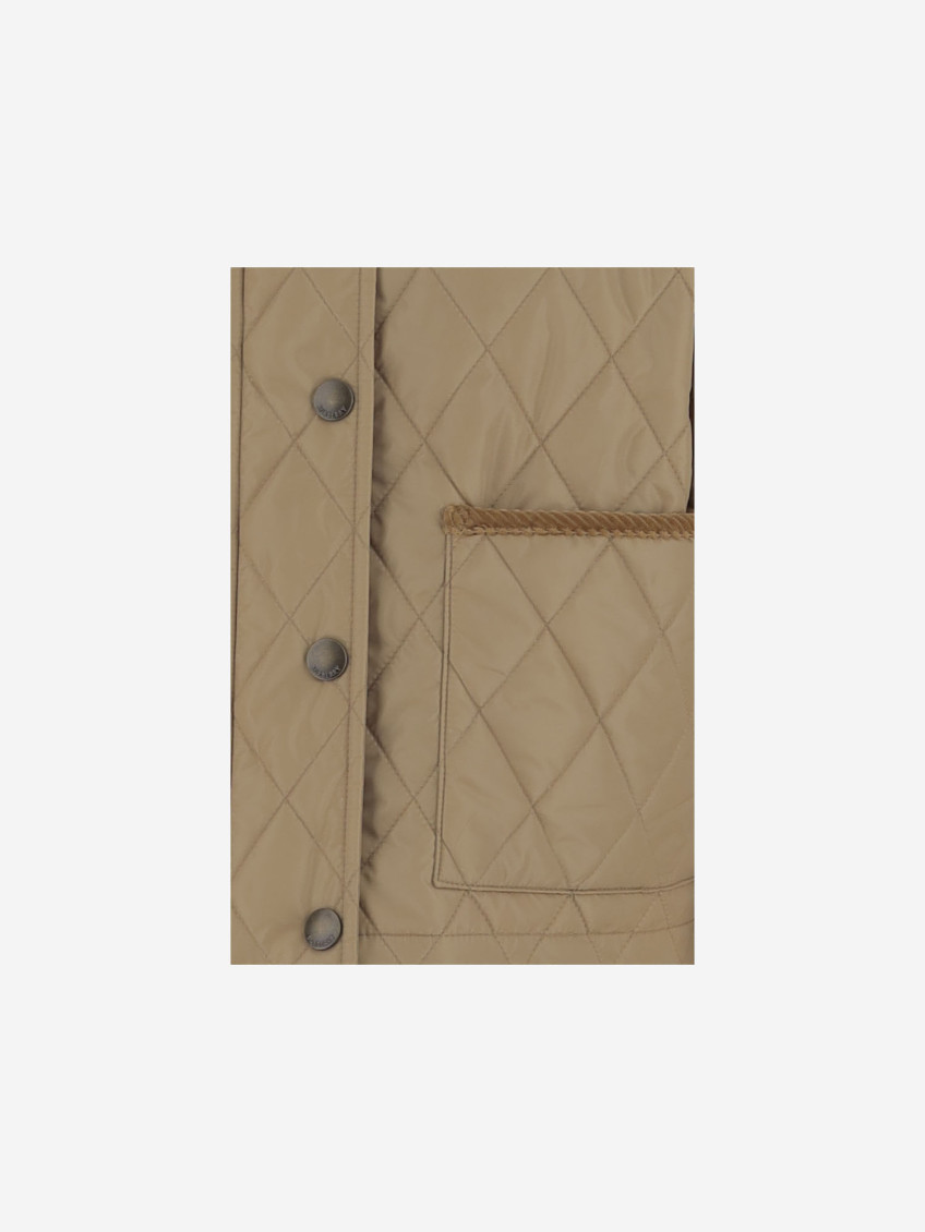 Beige Quilted Nylon Short Jacket