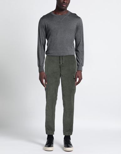 Man Pants Military green Size L Cotton, Elastane