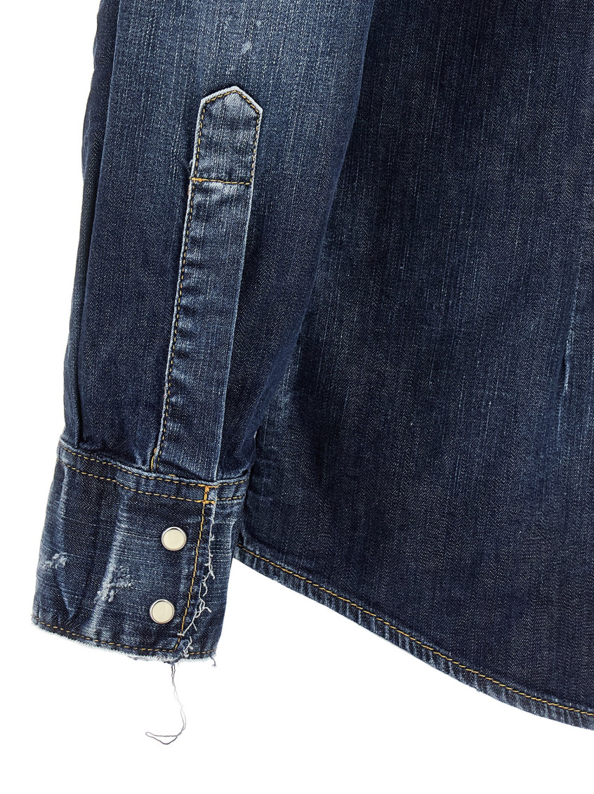 Western-style denim shirt - Blue