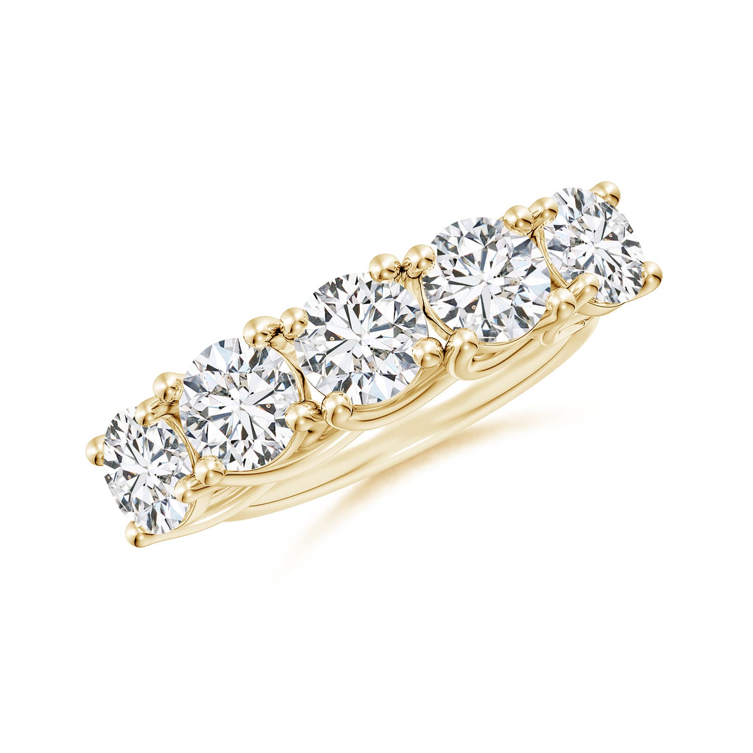 Angara 3.75 Carats Half Eternity Five Stone Diamond Wedding Band in 14K Yellow Gold