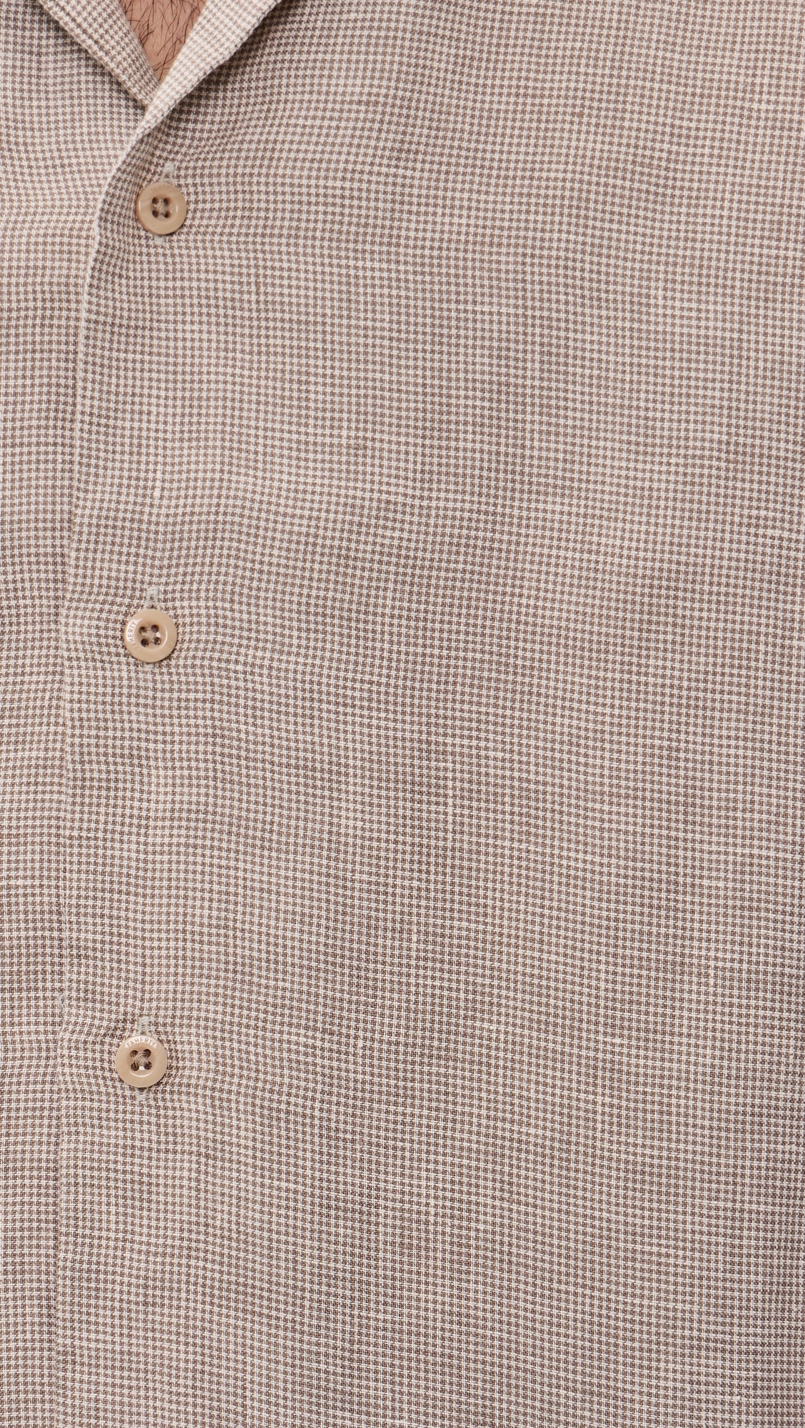 Short Sleeve Laguna Linen Camp Shirt Khaki Pincheck