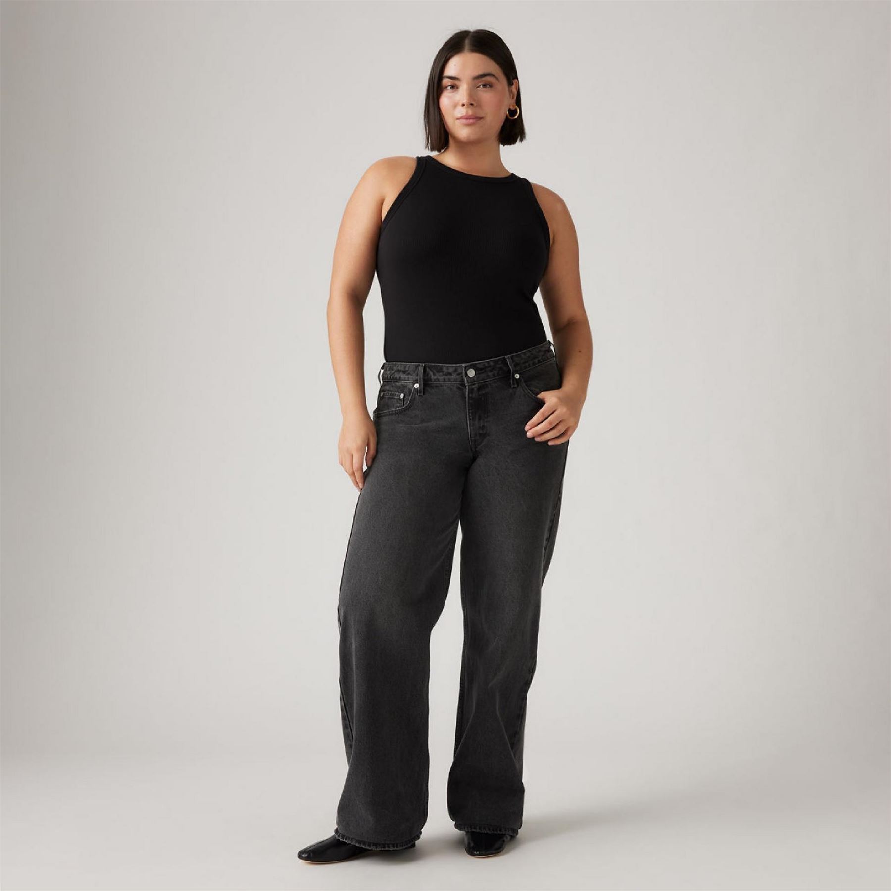 Levi's Womens Levis Low Rise Wide Leg Jeans in Wish Me Luck - Black - 32W