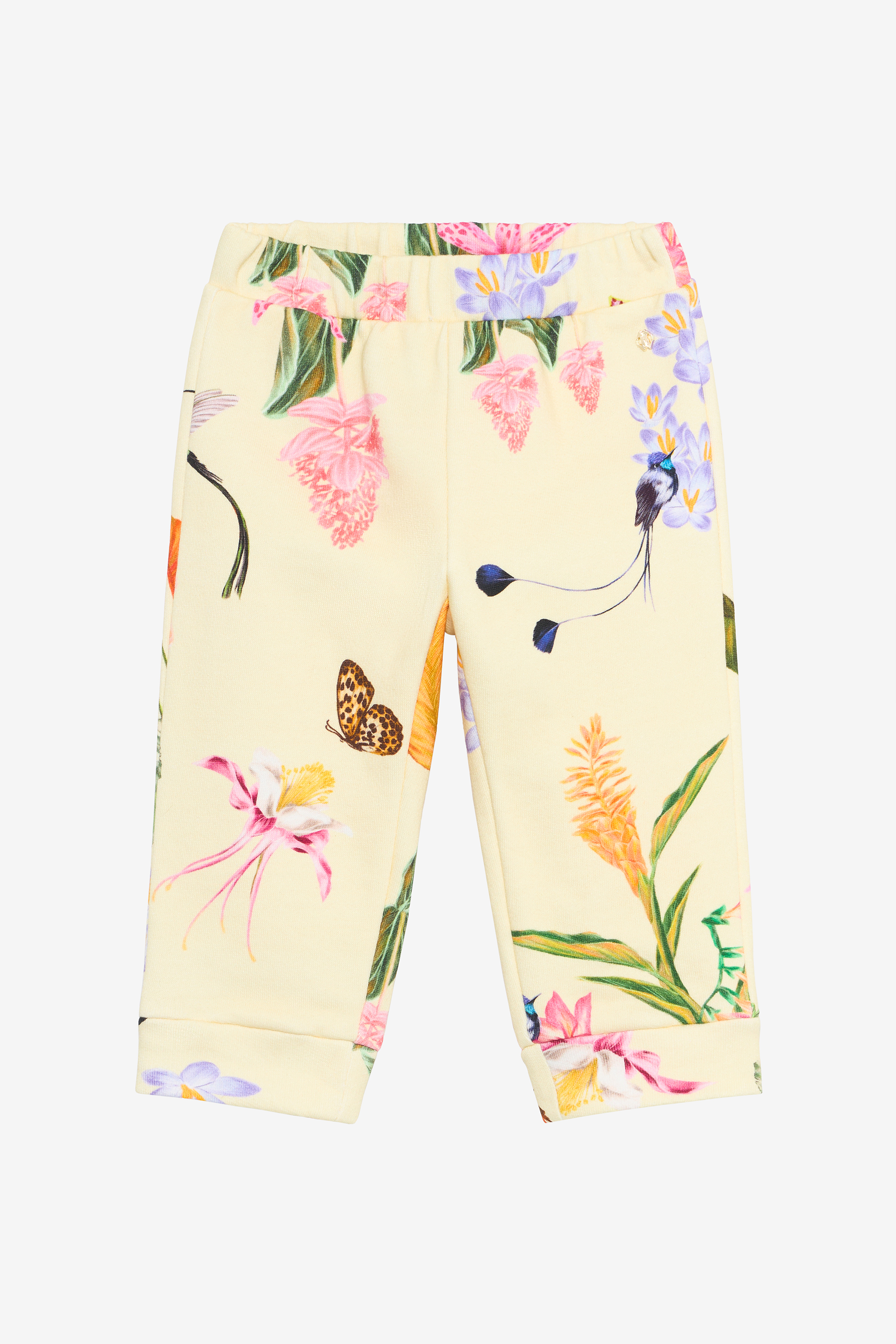 Yellow Track Pants With Tropical Print