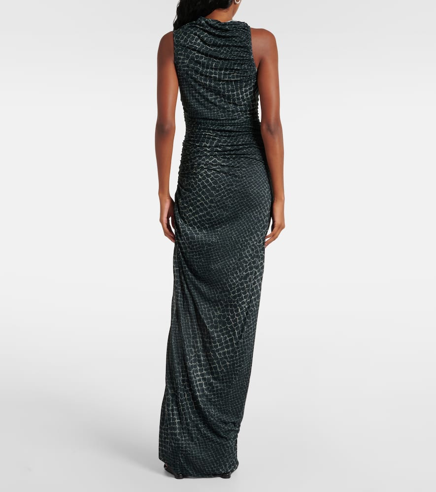Svita printed ruched jersey gown