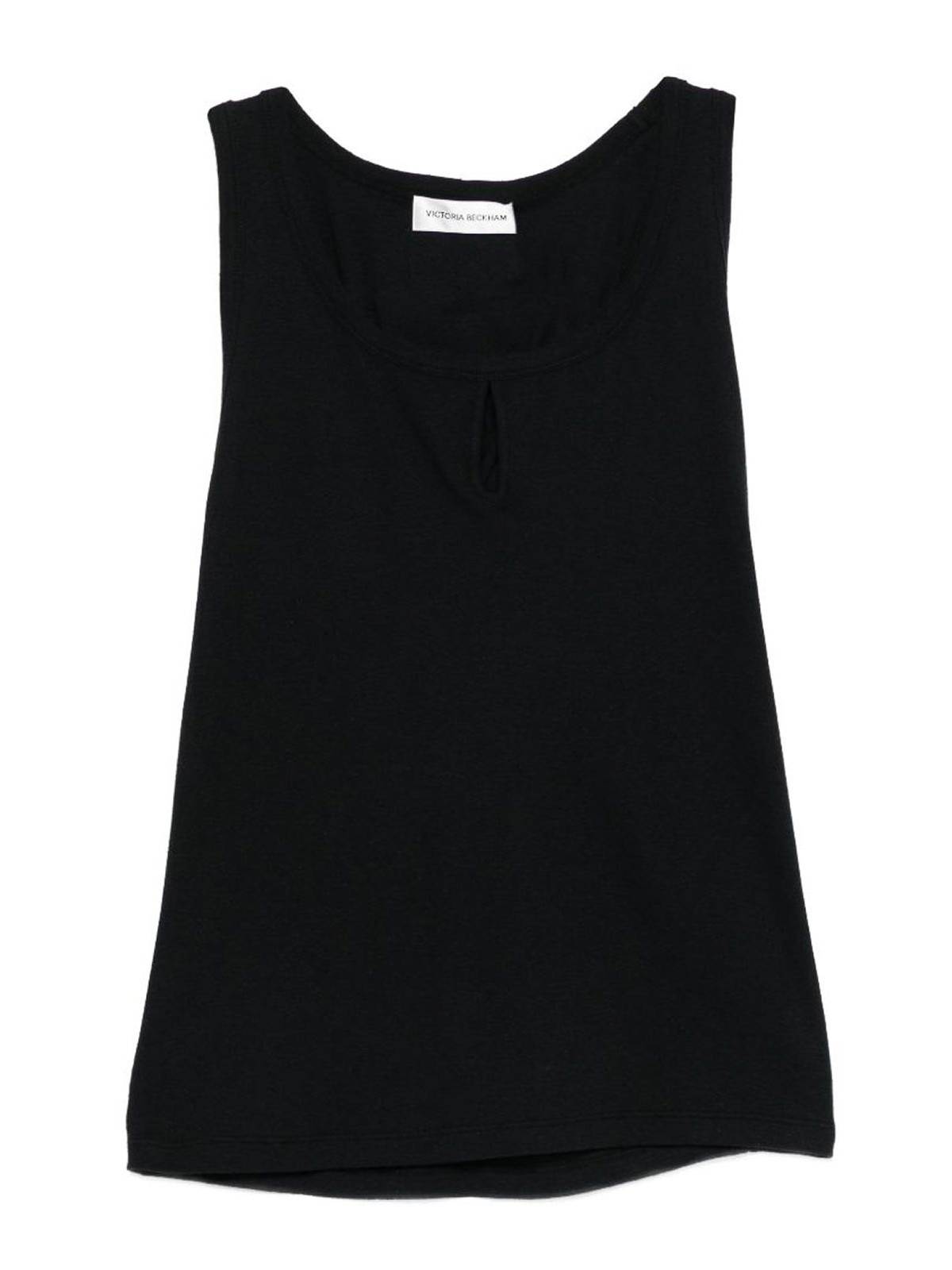 Black Cotton And Linen Blend Split Tank Top