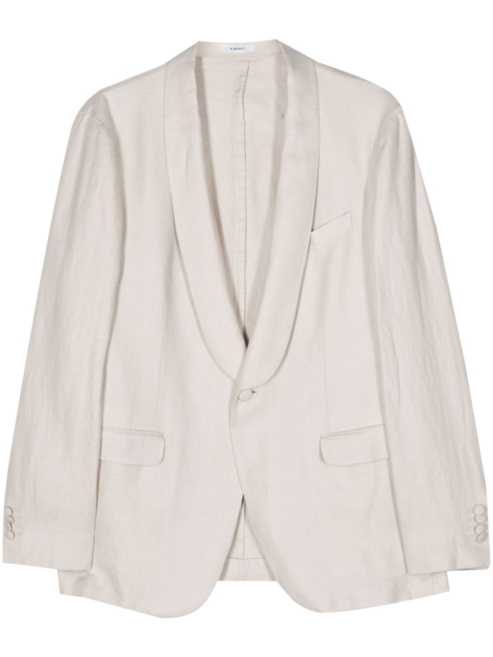 Single-breasted linen blazer - Neutrals