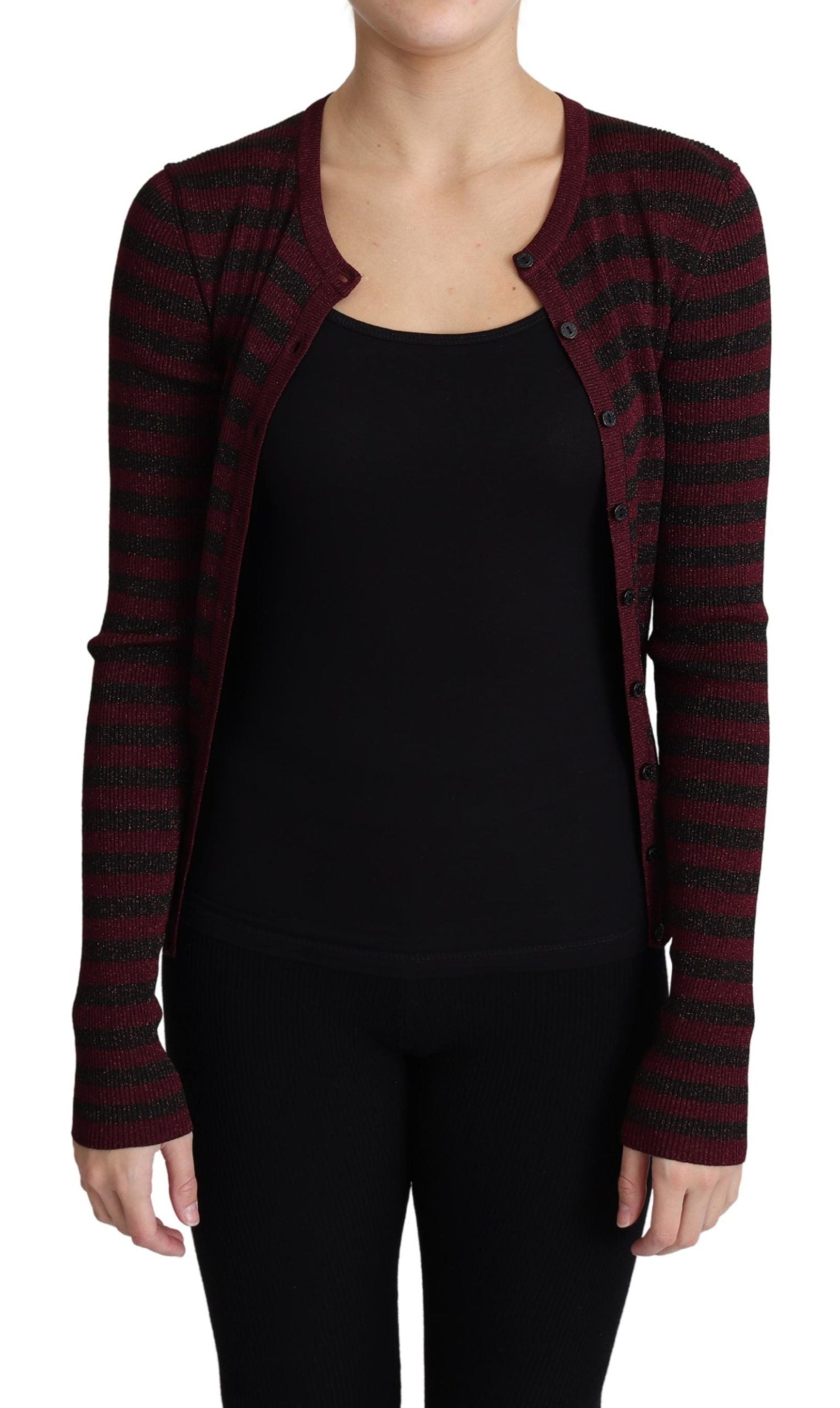 Striped Viscose Cardigan — Black