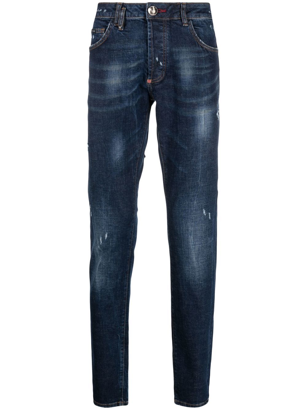 Straight-leg ripped jeans - Blue