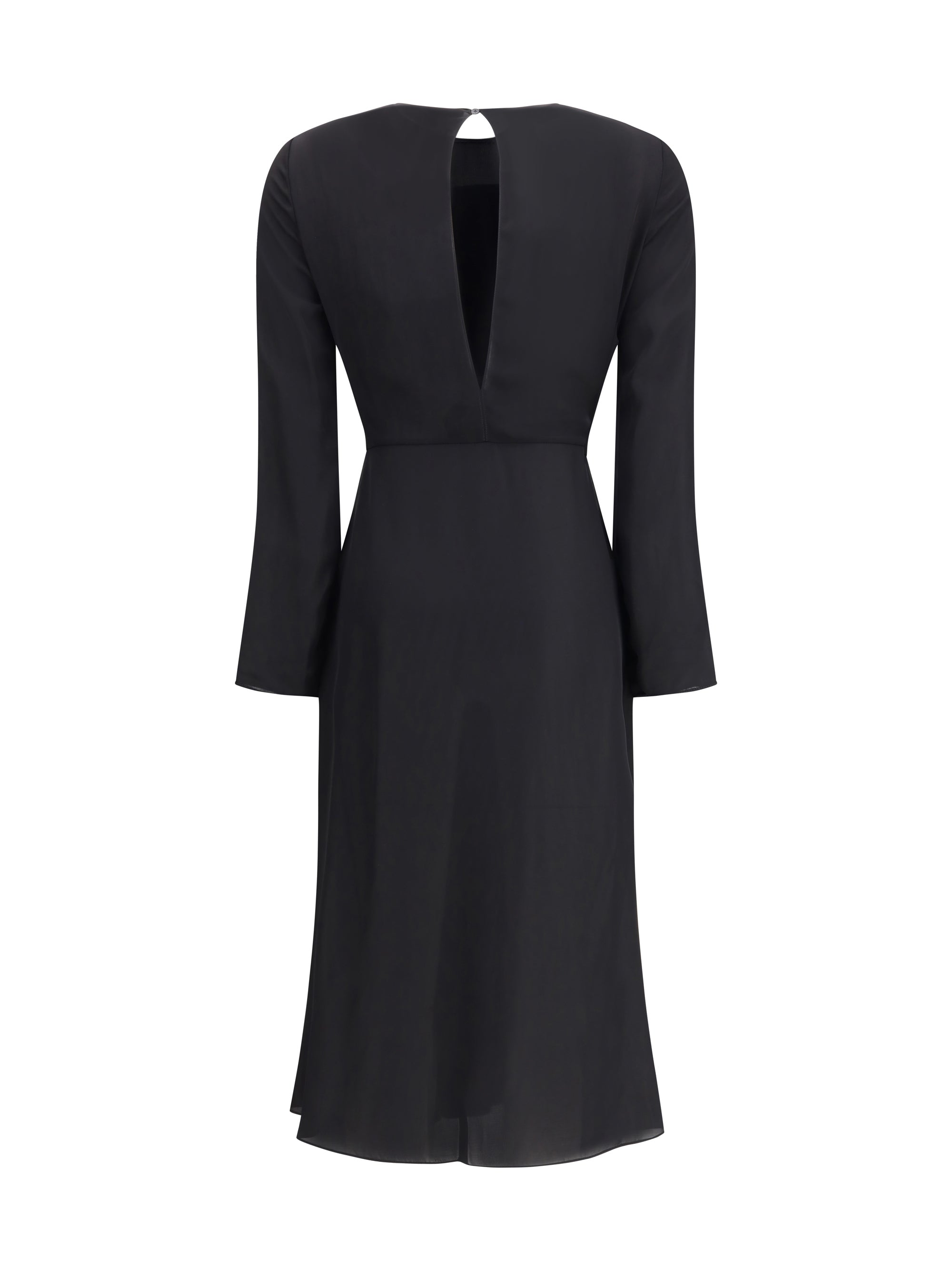 Draped Viscose Dress — Black