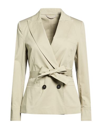 Woman Blazer Sage green Size 4 Cotton, Elastane