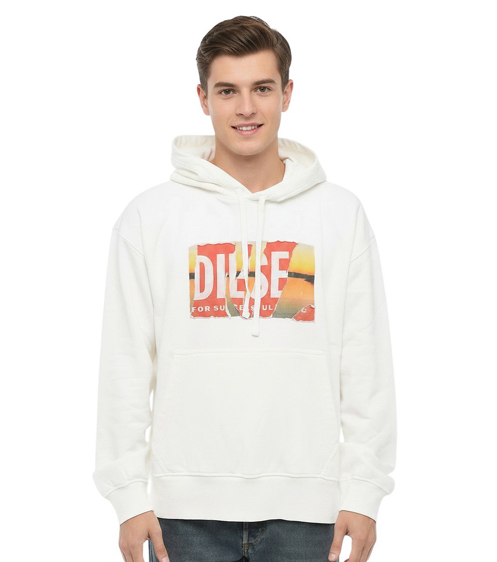 White Graphic Logo Hoodie