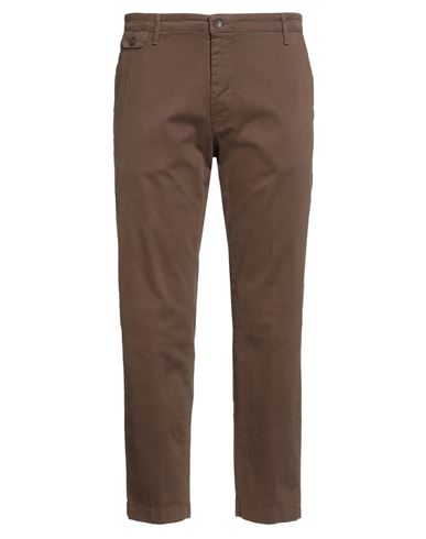 Man Pants Dark brown Size 42 Cotton, Elastane