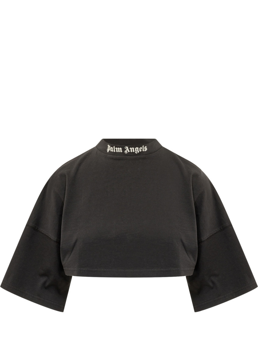 Black Logo Mock Collar T-Shirt