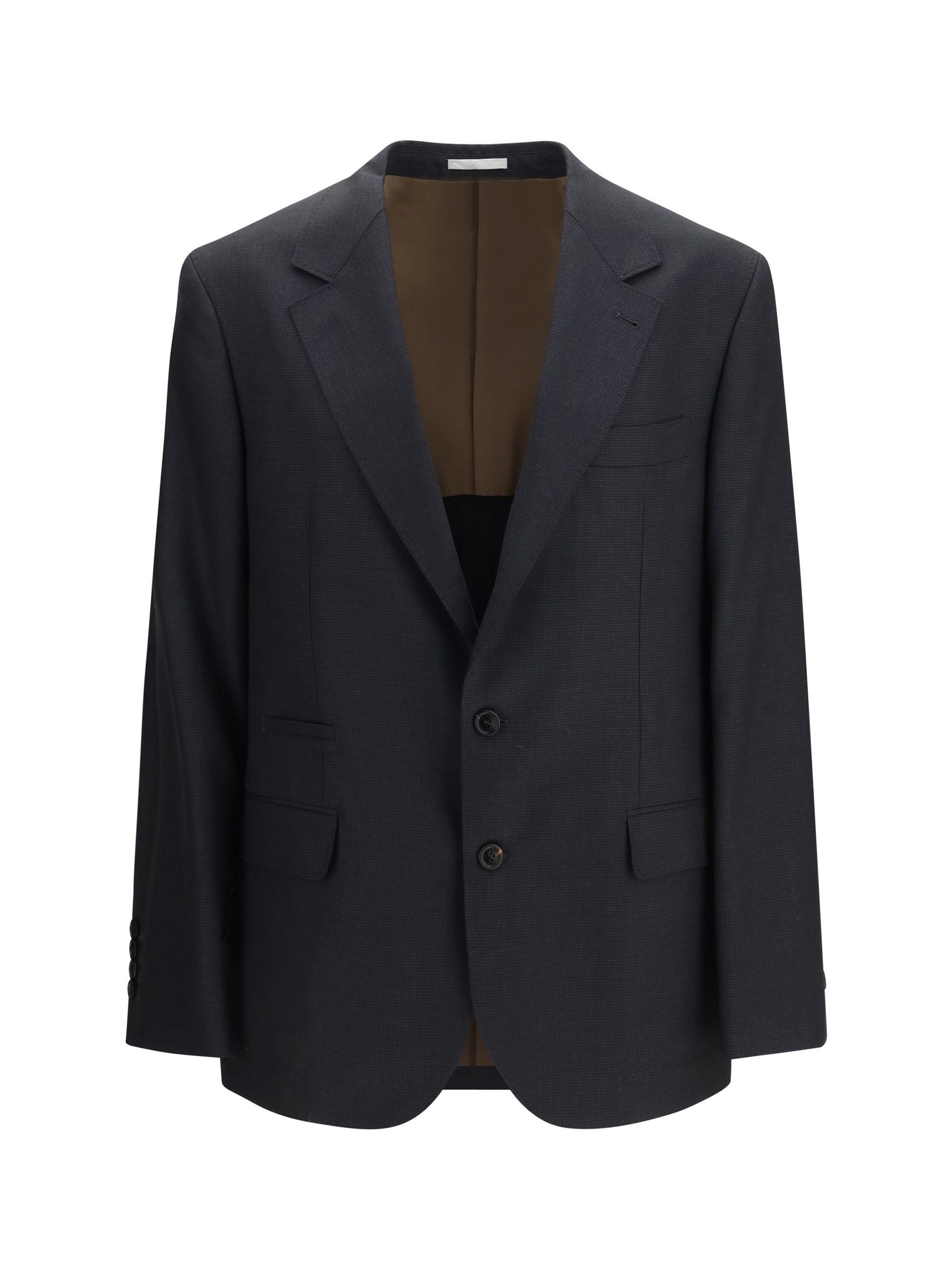 Wool Houndstooth Blazer — Gray