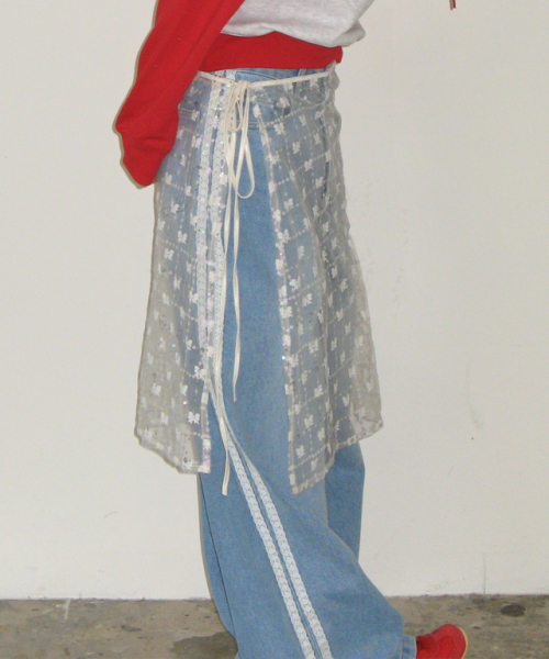 SIDE LACE TRACK DENIM PANTS LIGHT BLUE