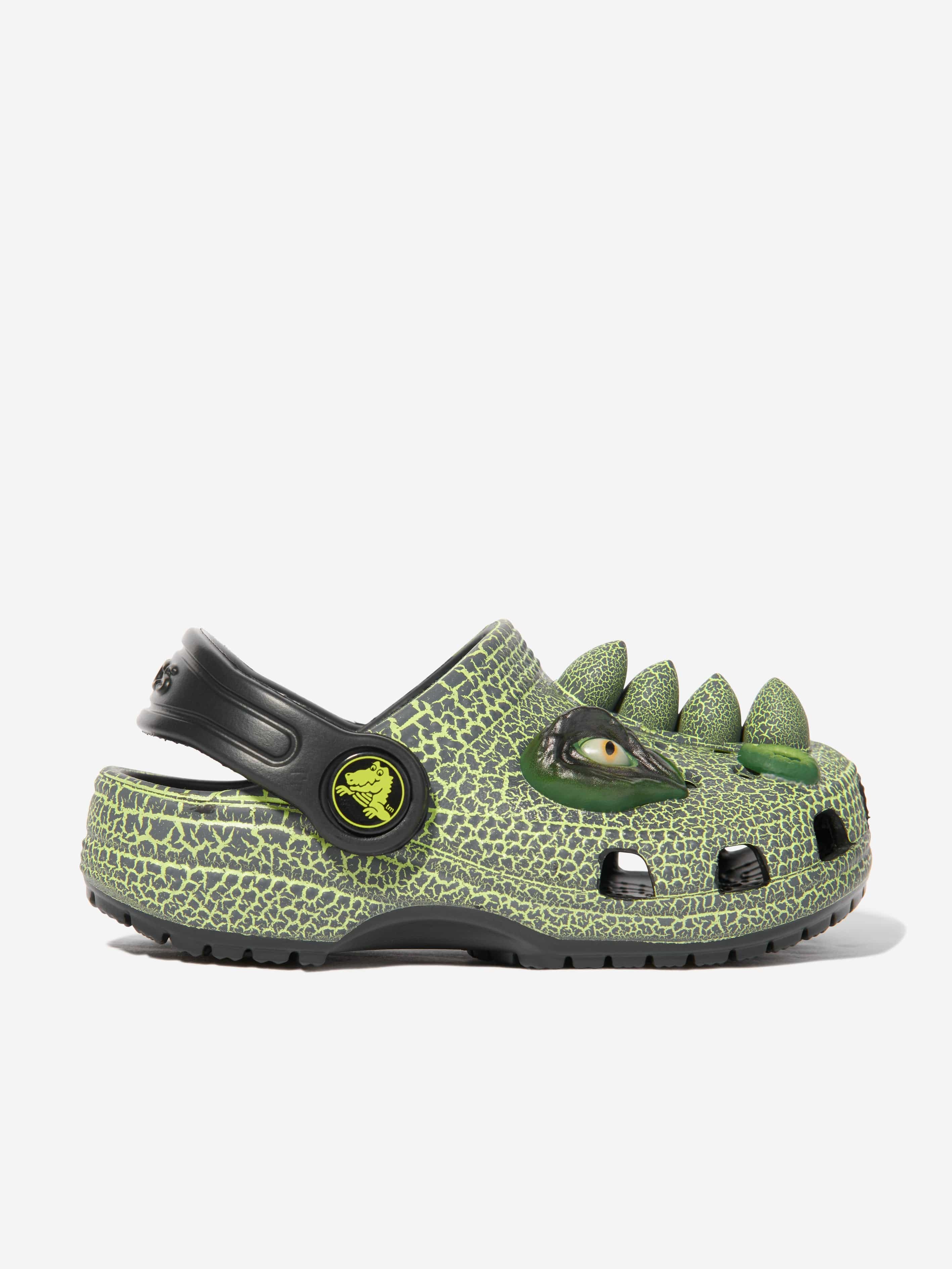 Boys Classic IAM Scary Dino Clog in Green EU 22 - 23 UK 6 US 6 By Childsplay Clothing