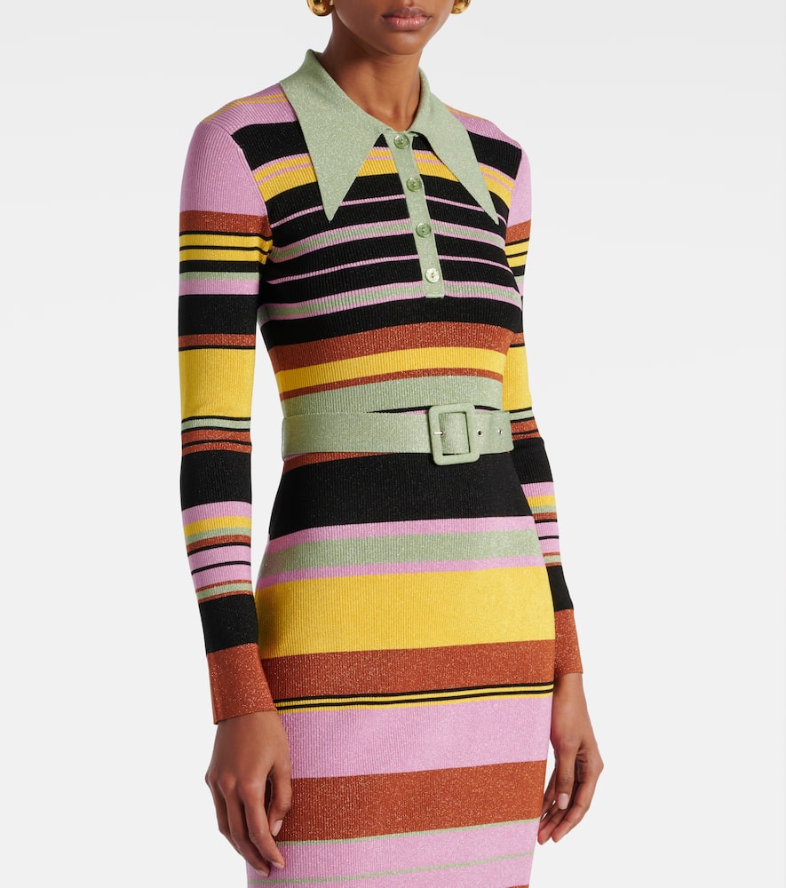 Striped metallic midi dress