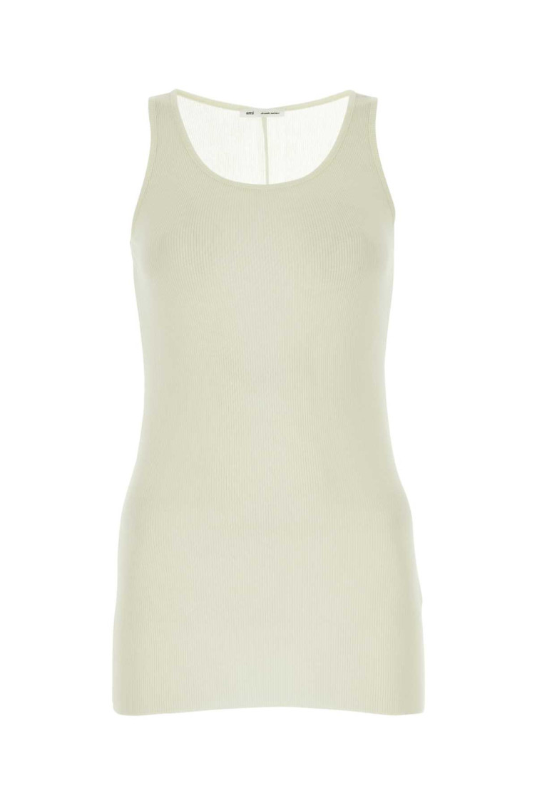 White Snoop Neck Tank Top