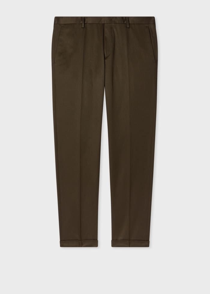 Slim-Fit Brown Cotton-Stretch Chinos