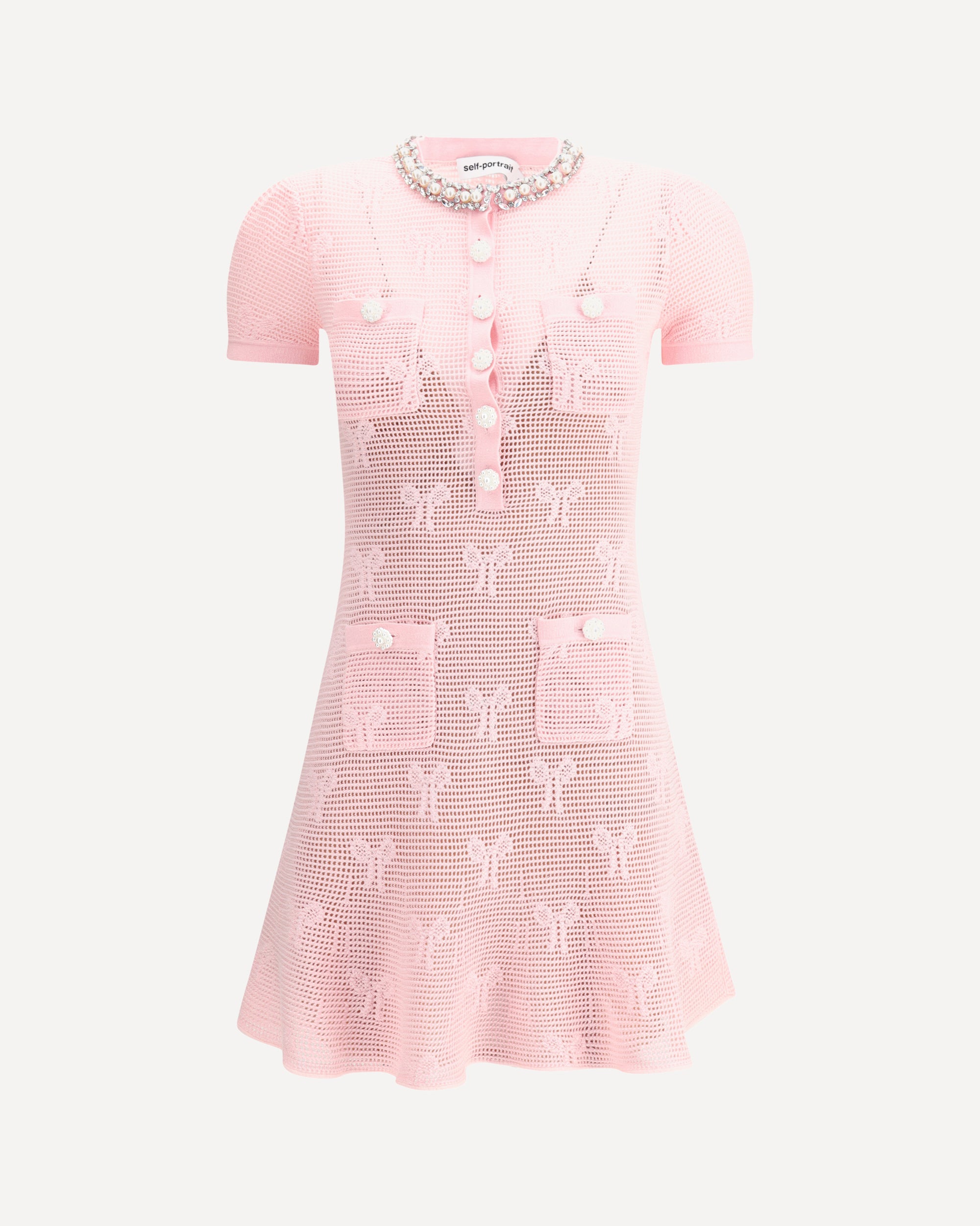Crochet knit short Dress Female S