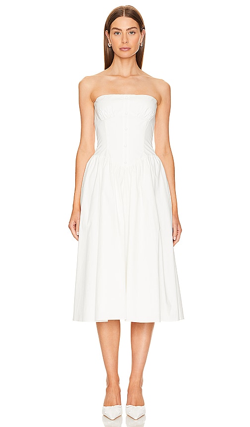 Amanda Uprichard TRÄGERLOSES KLEID HOLLAND in White. Größe XL. Also in L