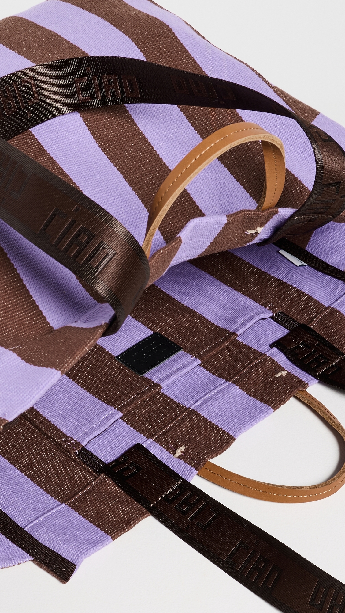 Canvas Stripe Beach Tote Bag Jacaranda/Hazelnut One Size