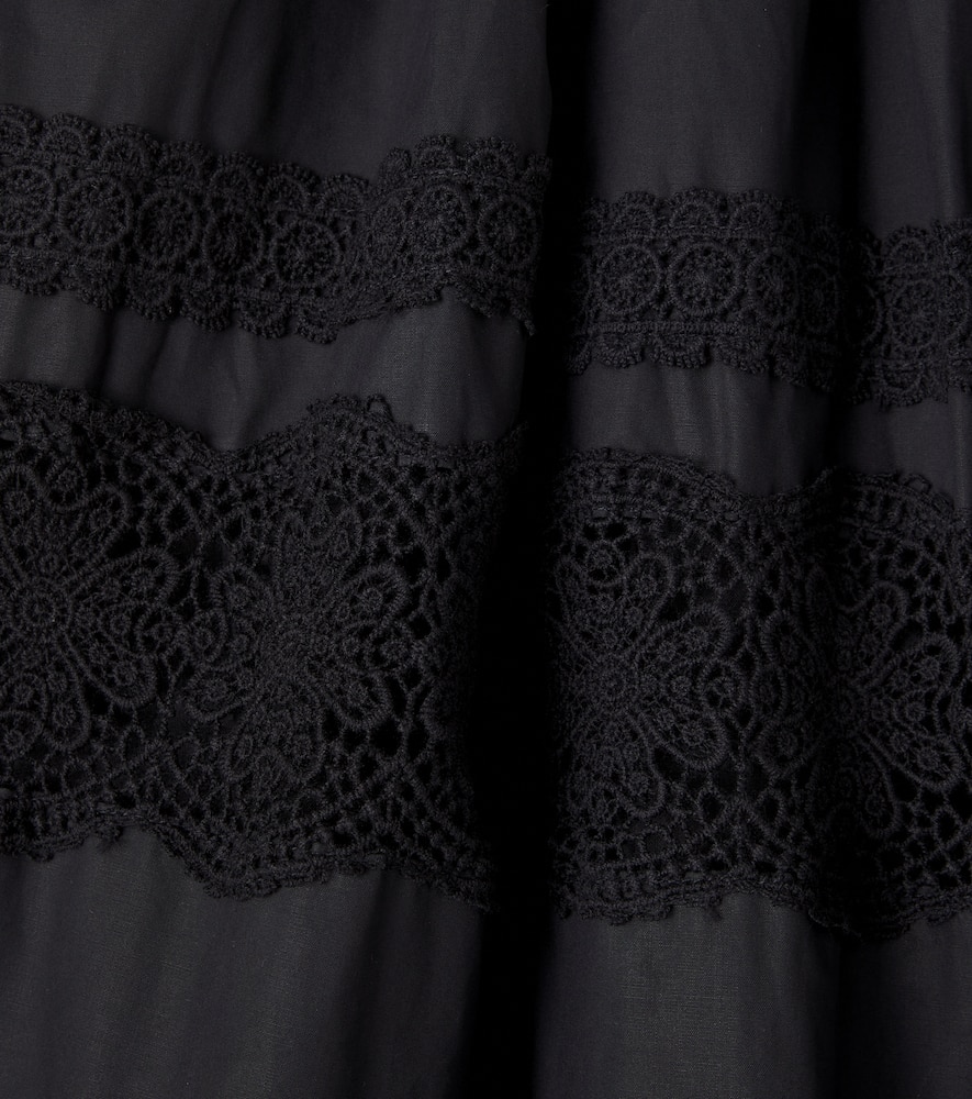 Lace-trimmed cotton skirt