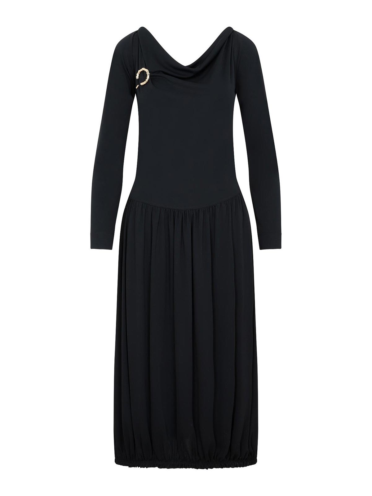 Lanvin - draped midi dress golden broach