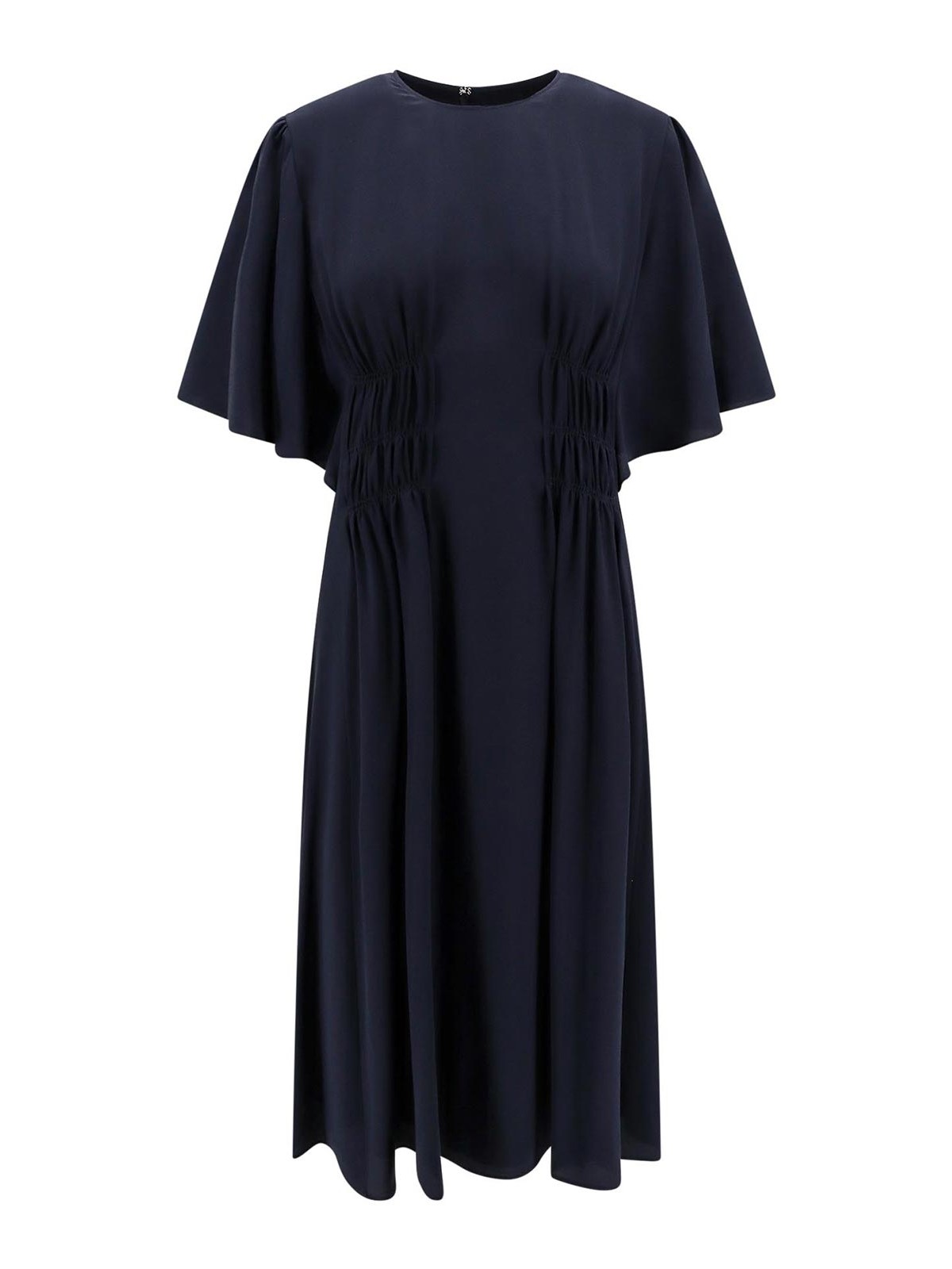 Silk dress with frontal drapery