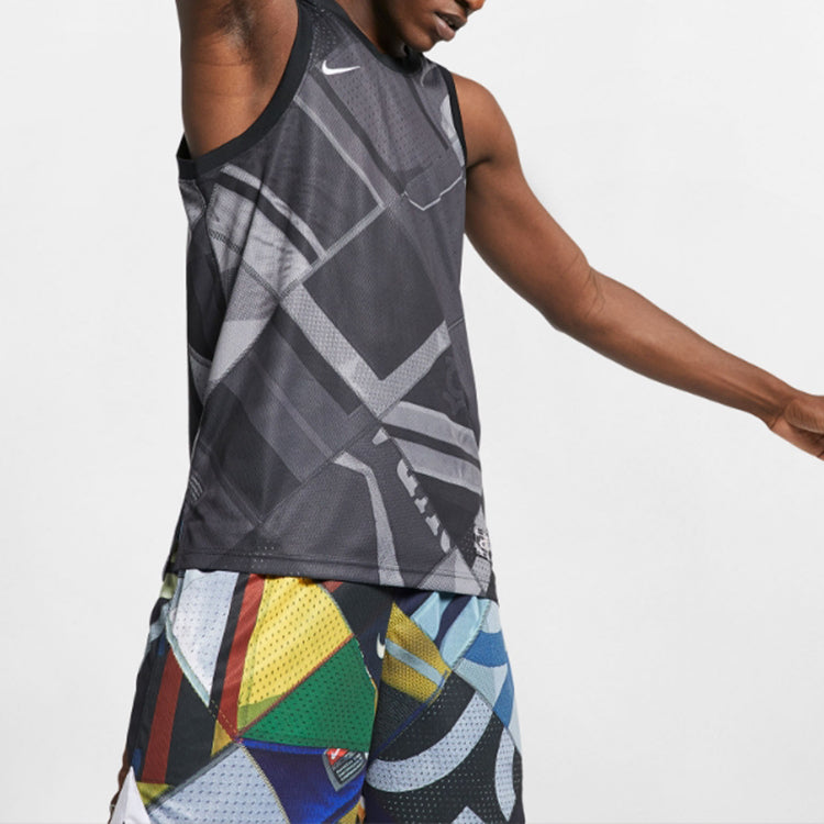 Logo Round Neck Loose Gym Sports Quick Dry Basketball Vest Black