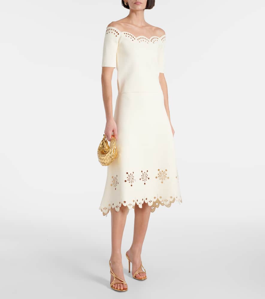 Melly scalloped crepe midi skirt