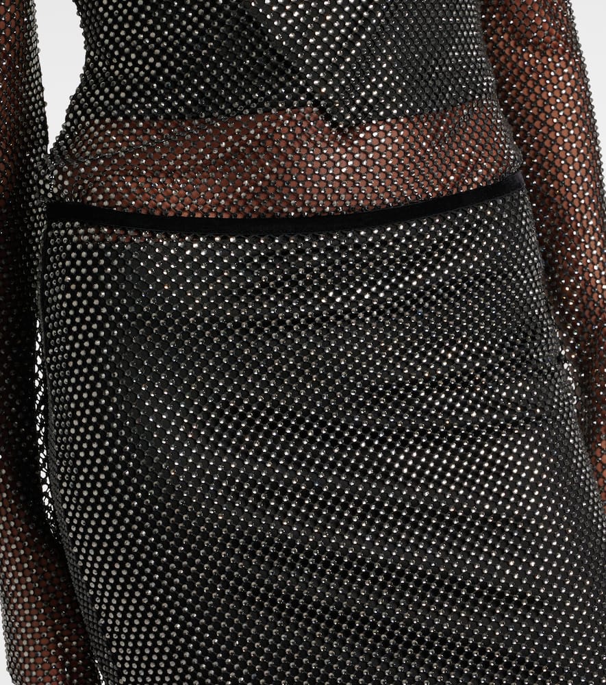 Sportmax Valdai embellished fishnet crop top