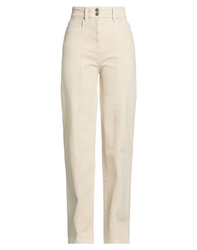 Woman Jeans Beige Size 2 Cotton, Lyocell, Elastane
