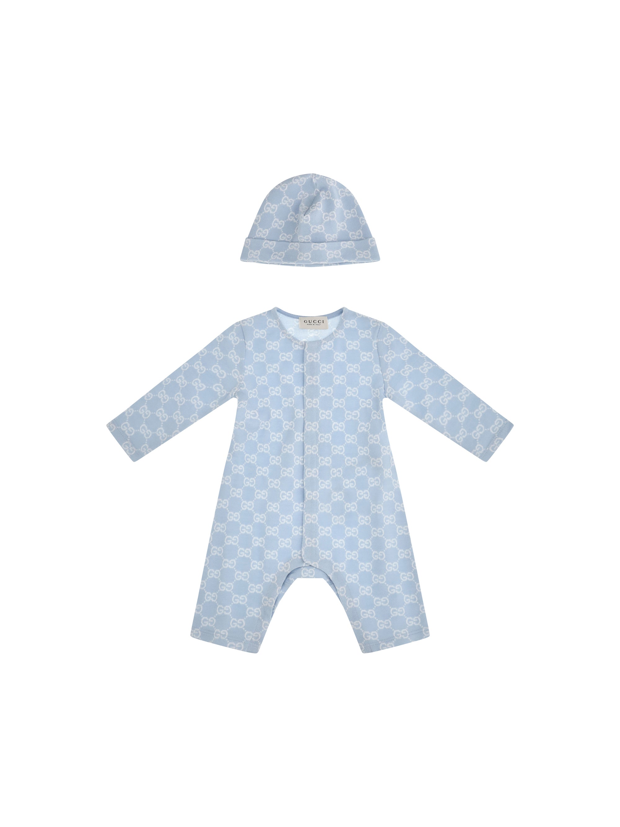 GG Cotton Piqué Bodysuit — Blue