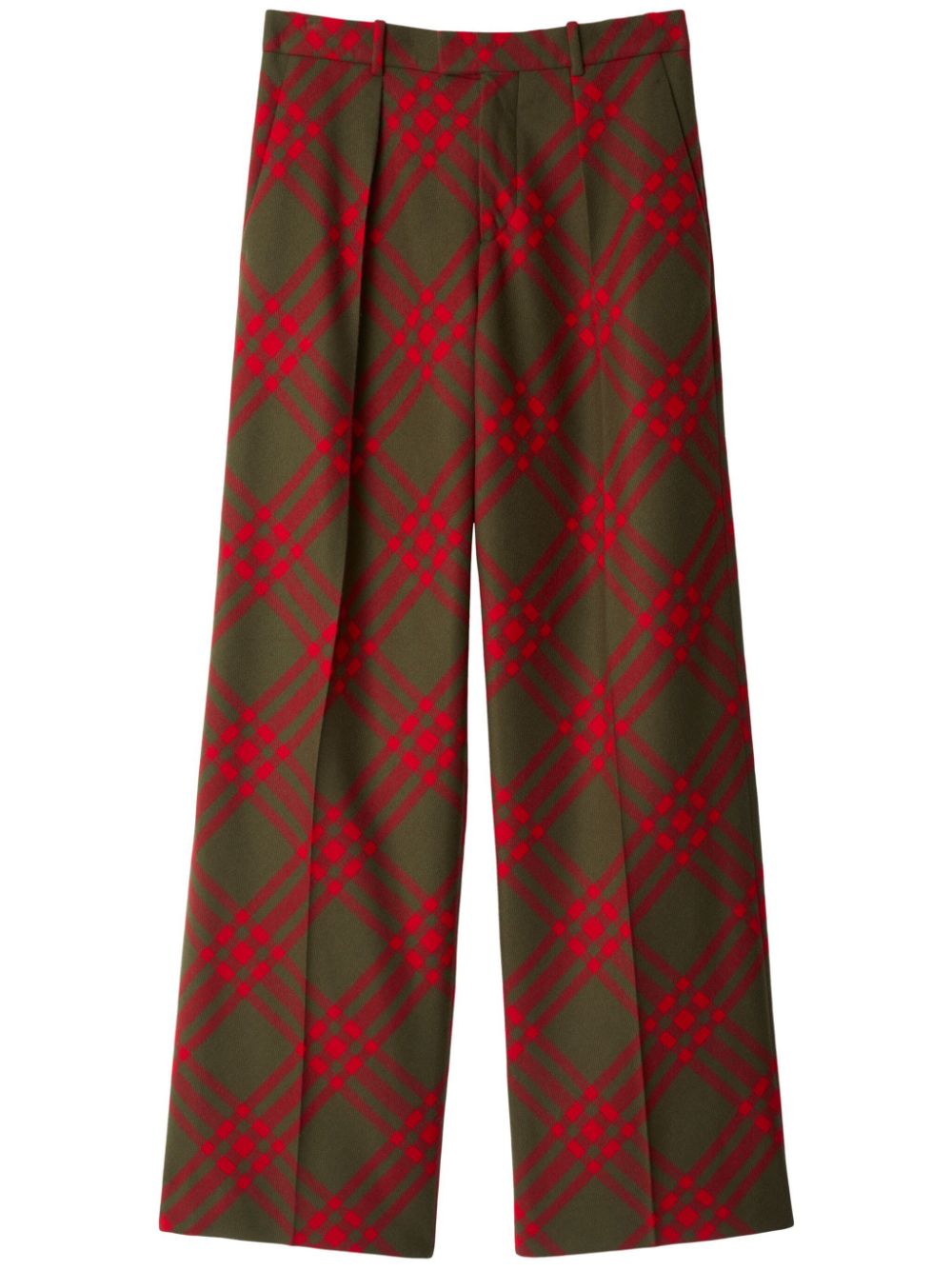 Check-pattern wool tailored trousers